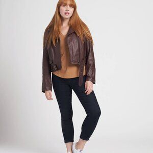 Leeron Leather Moto Jacket - Chili Chocolate